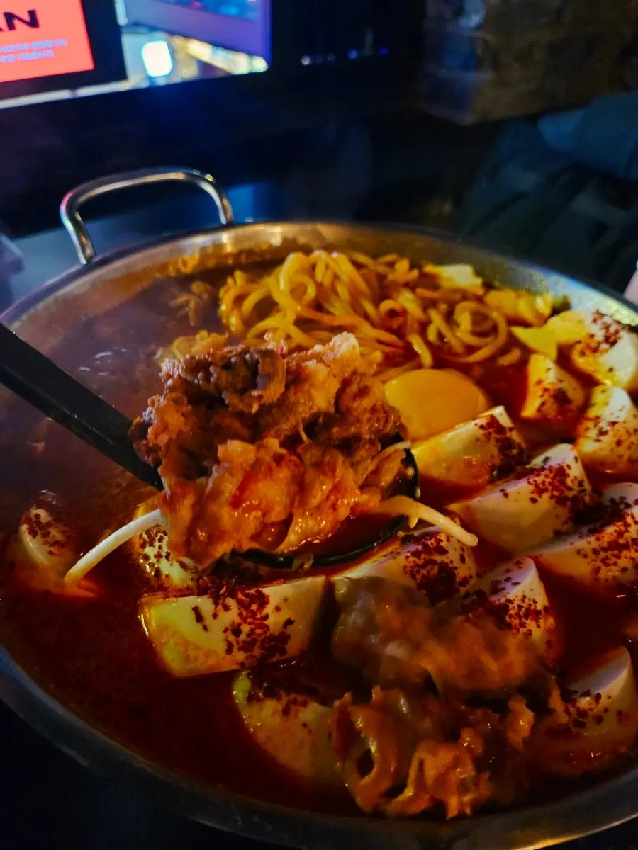 Sundubu Dan with beef brisket, soft tofu, and Chinese-style noodles