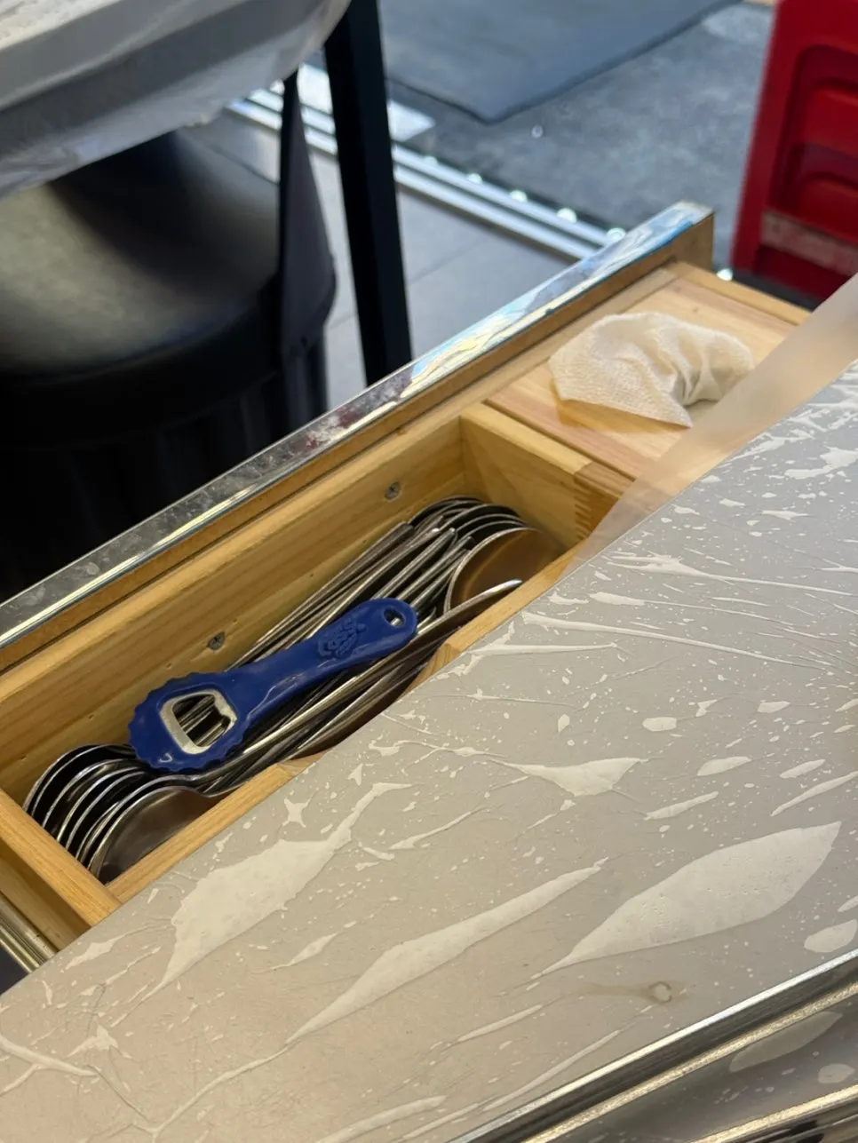 Utensils set at each table