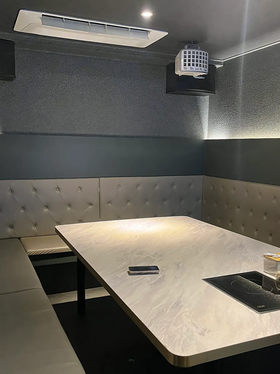 Well-maintained interior of a private-room soju bar
