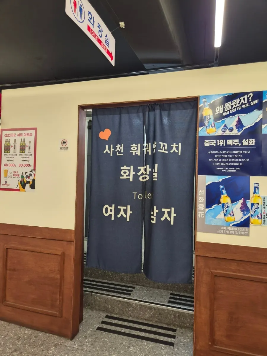 Sign for the men's and women's restrooms in the store