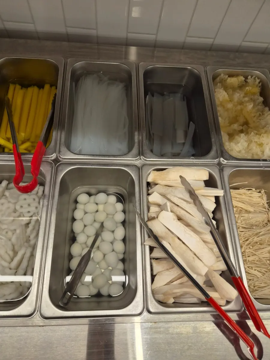 Noodle corner with corn noodles and Chinese glass noodles