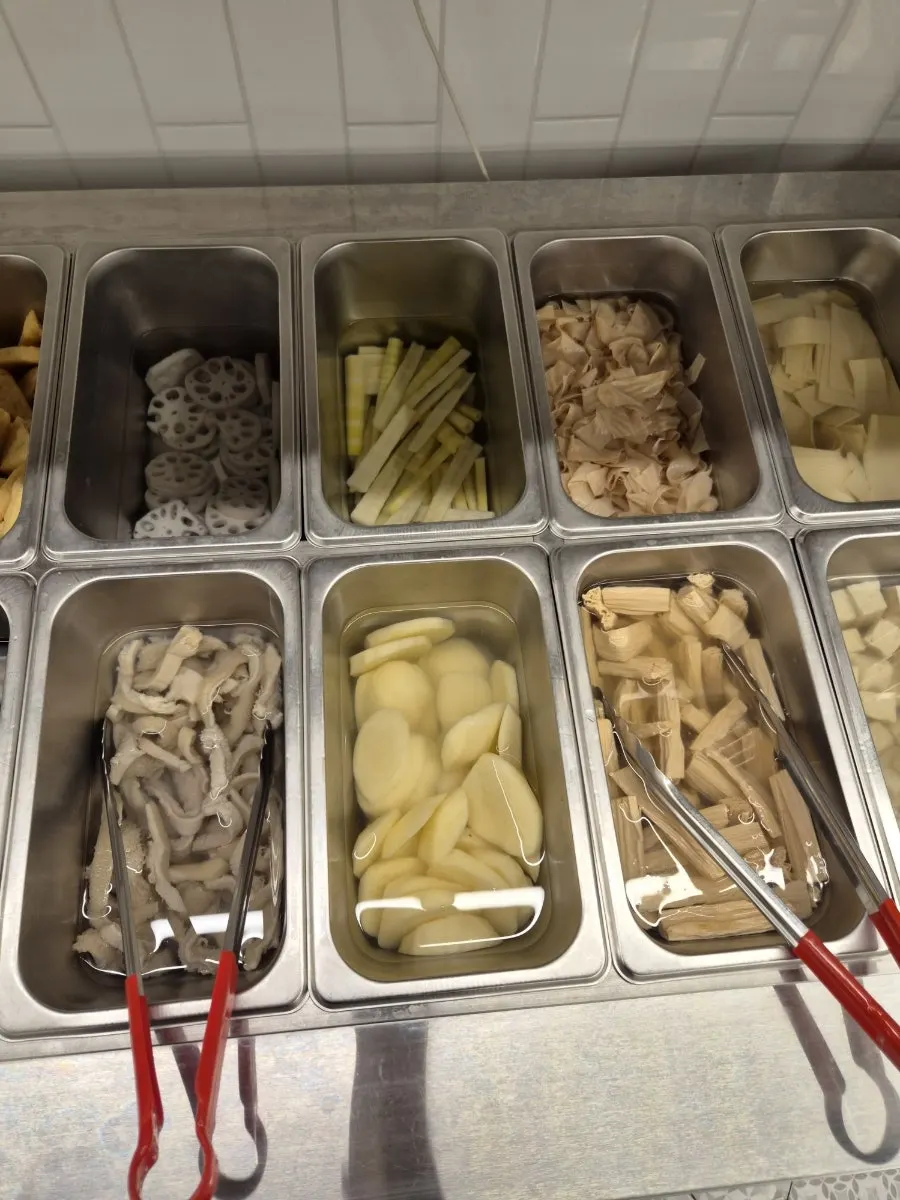 Ingredient corner with tofu items and meatballs