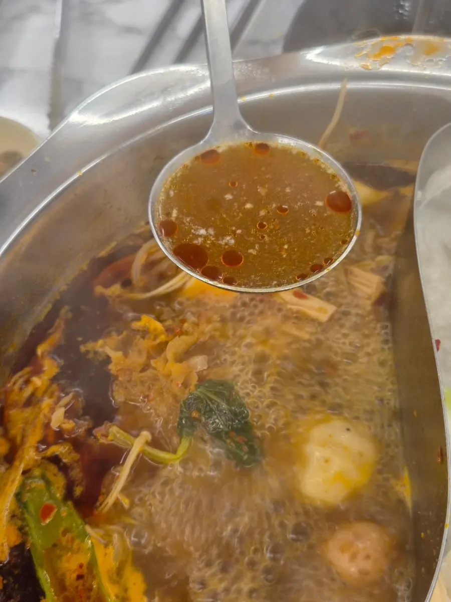 Red broth ordered at spice level 2
