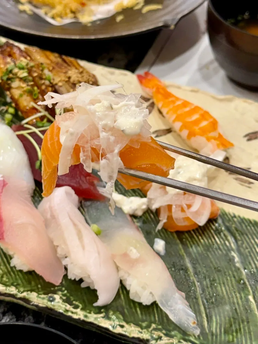 Flounder sushi from the set menu