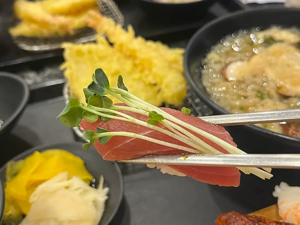 Sushi with white fish and salmon