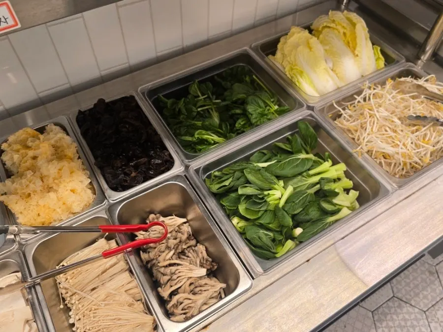 Unusual hotpot ingredients like beef tripe and blood sausage