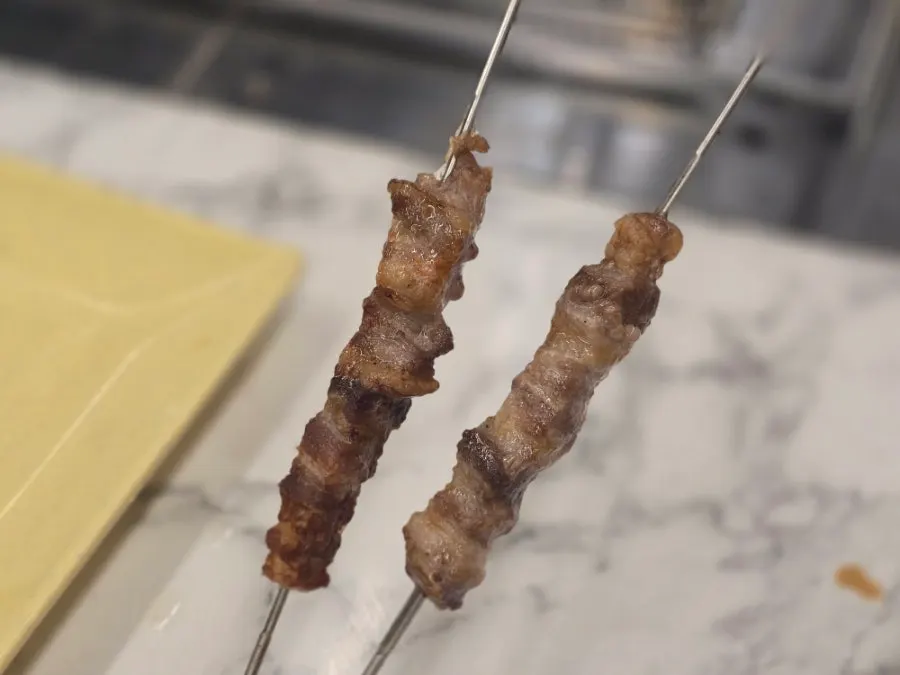 Golden-brown plain lamb skewers