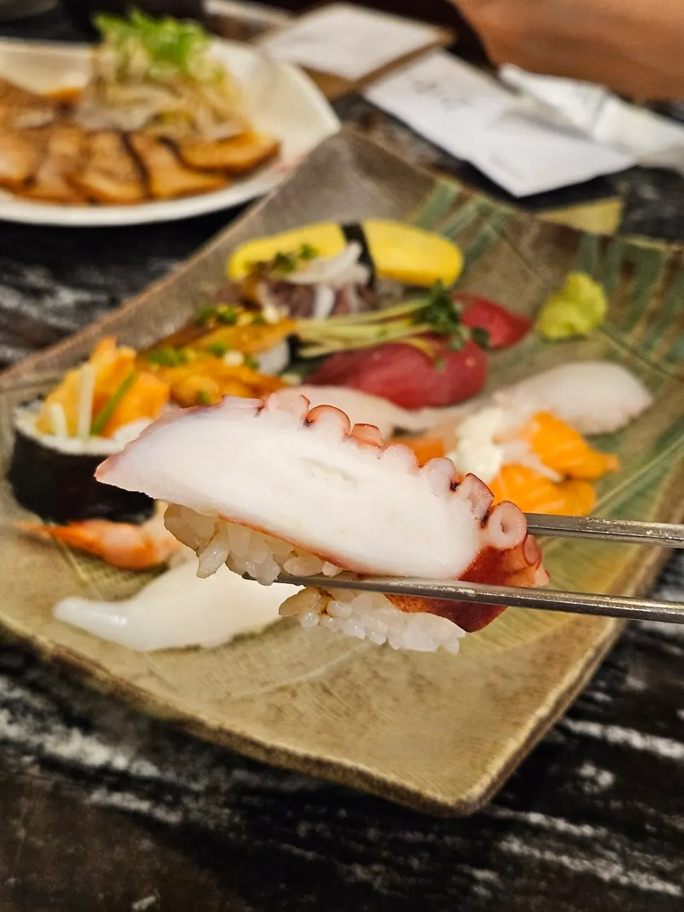Close-up of eel sushi