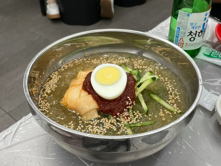 Mul naengmyeon ordered after grilled offal