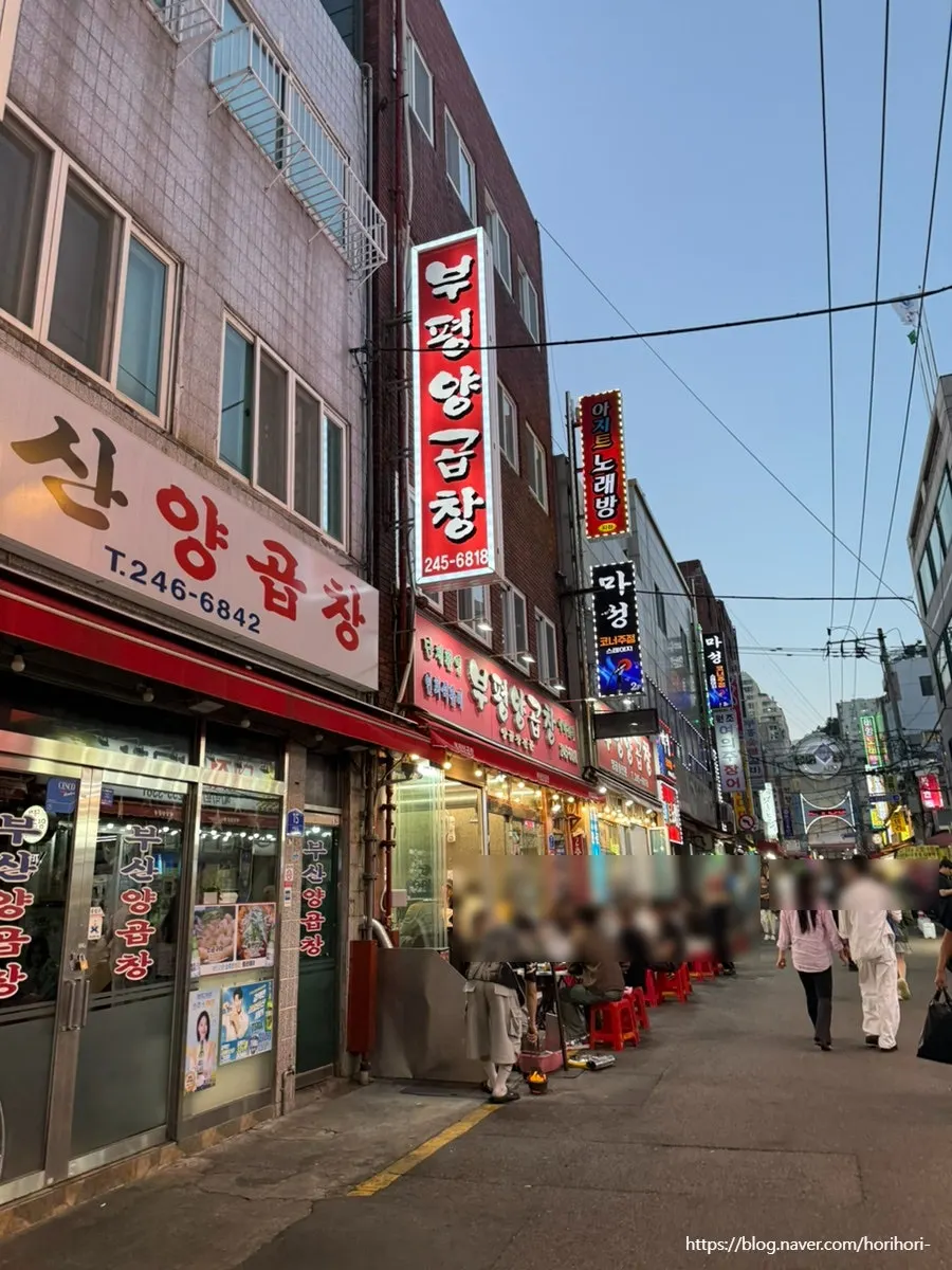 Evening street in the Nampo-dong yang gopchang alley