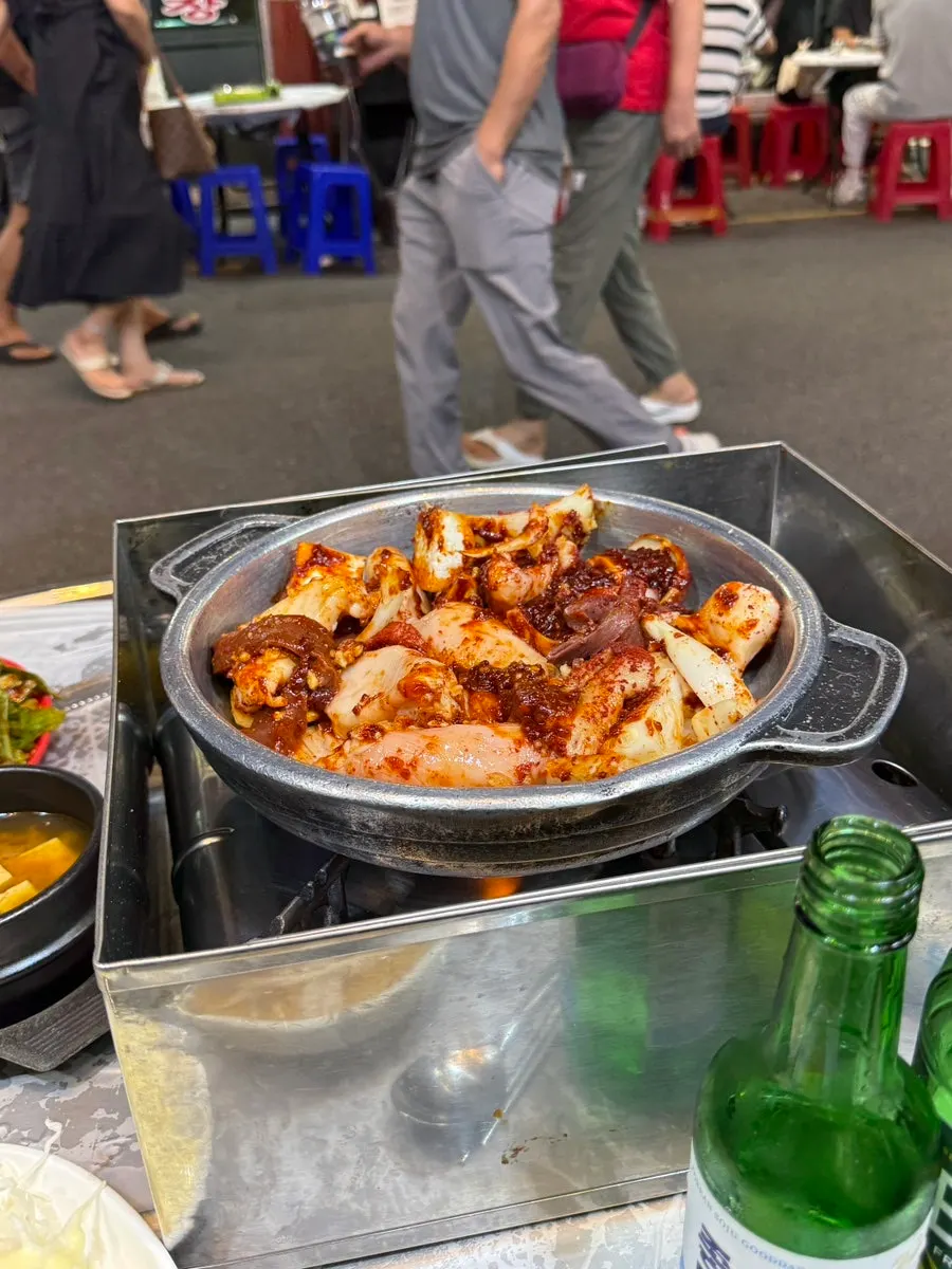 Medium seasoned tripe platter on the stone pan
