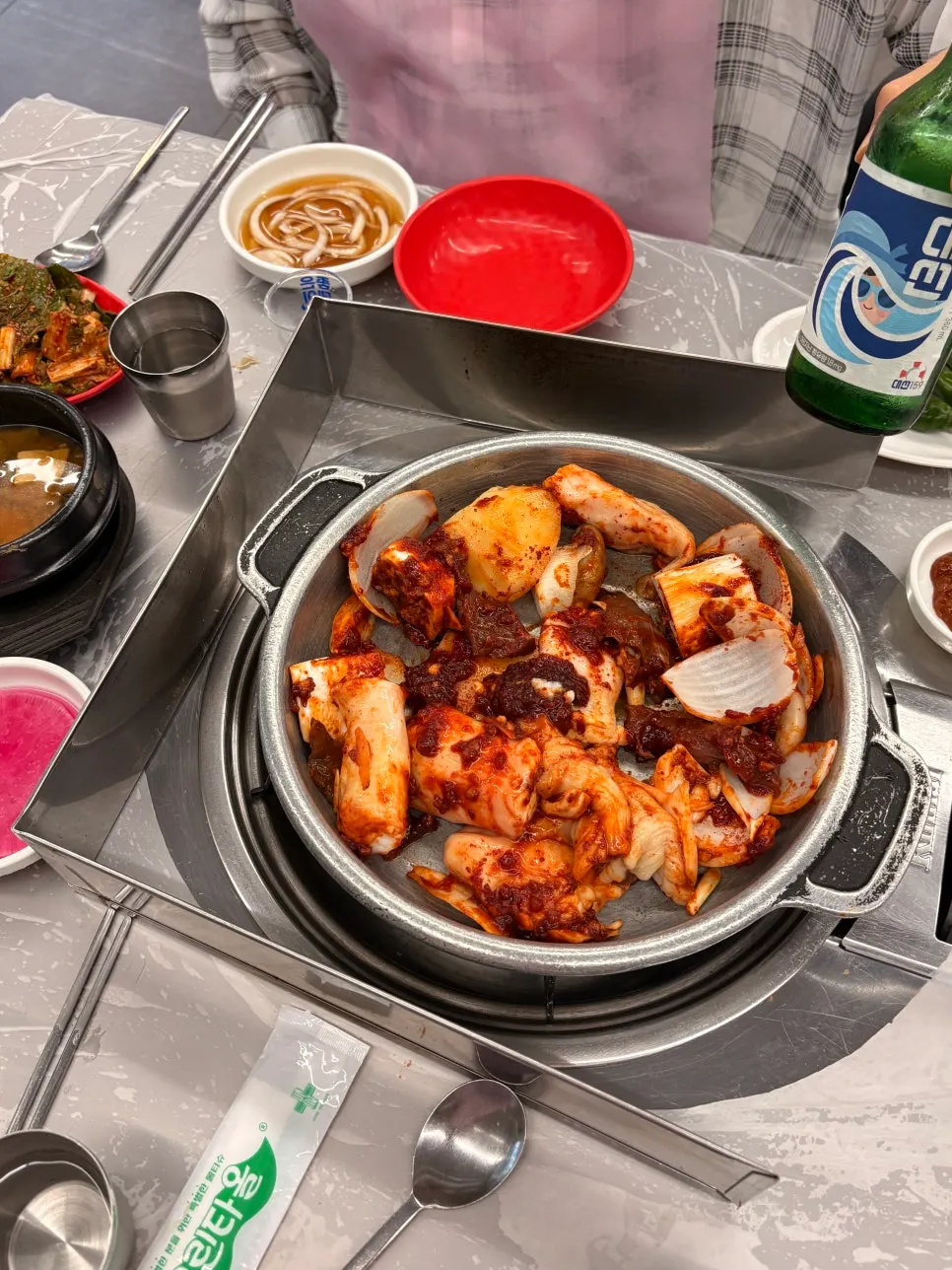 Spicy doenjang soup with mideodeok (sea pineapple)