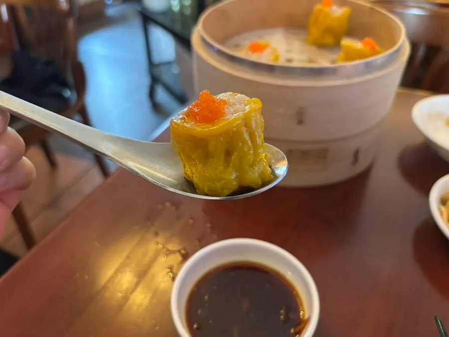 Close-up of the unevenly thick knife-cut noodles