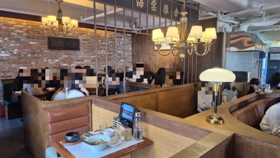 Second-floor dining room nearly full