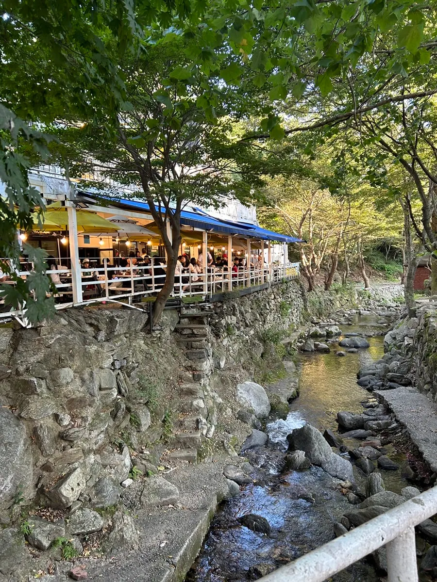 Myojeoksa Valley stream flowing right beside the restaurant