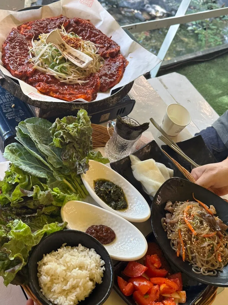 Plate of side dishes from the self-serve bar