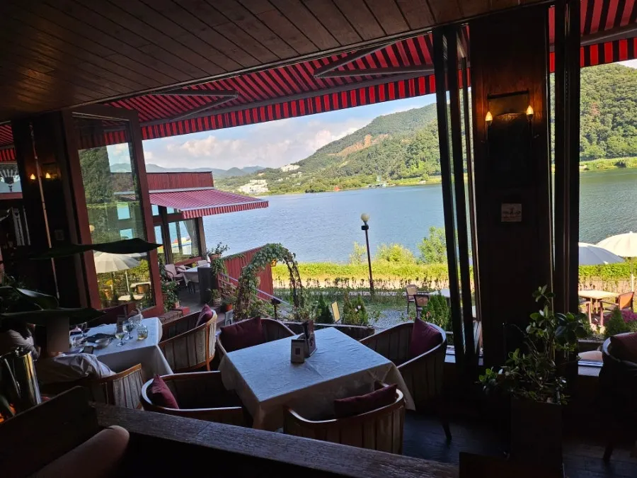 The Bukhan River view from a window seat
