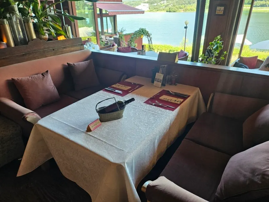 The interior mood and table setting at the café