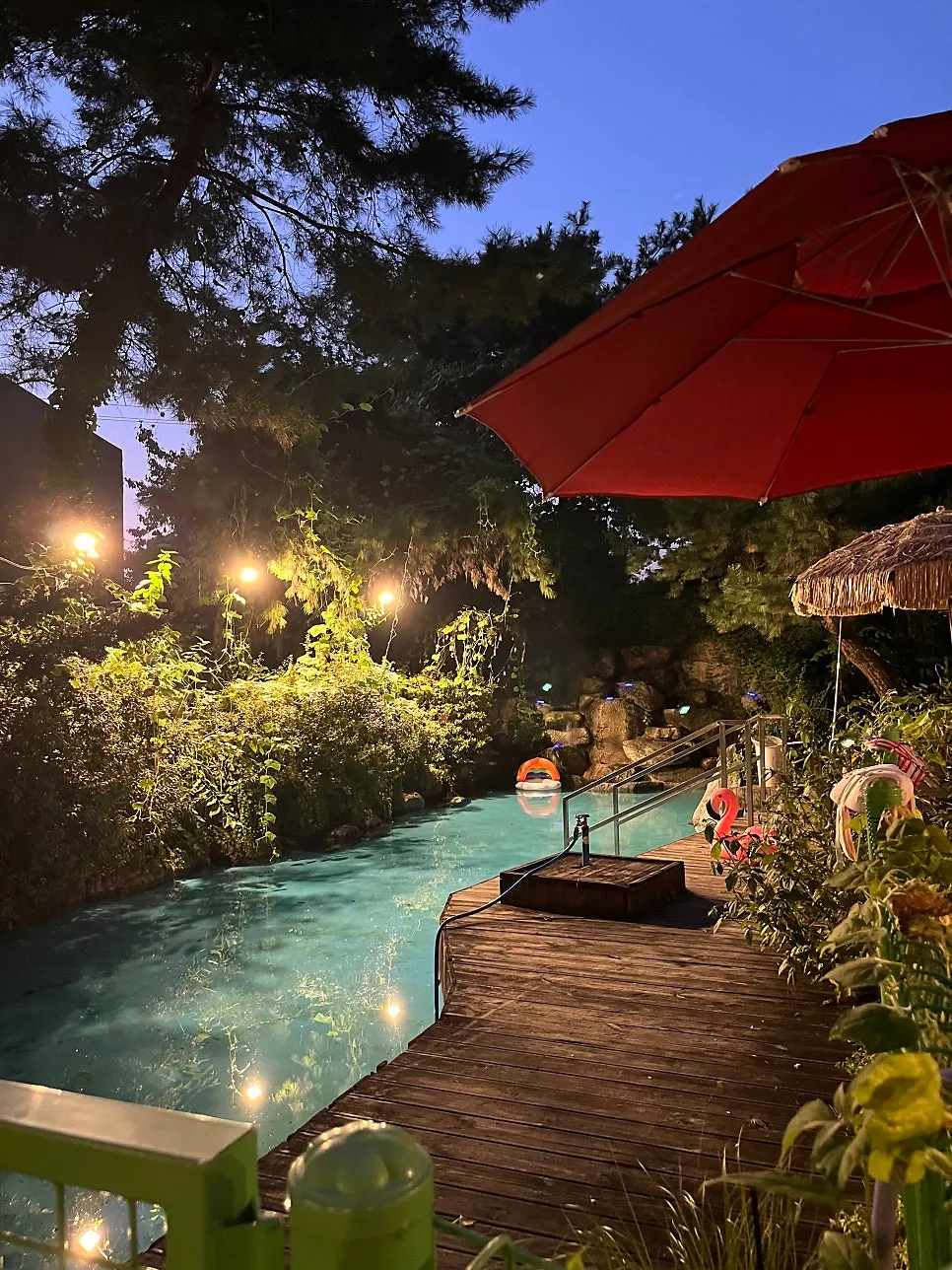 Dinner at the outdoor table on an autumn evening