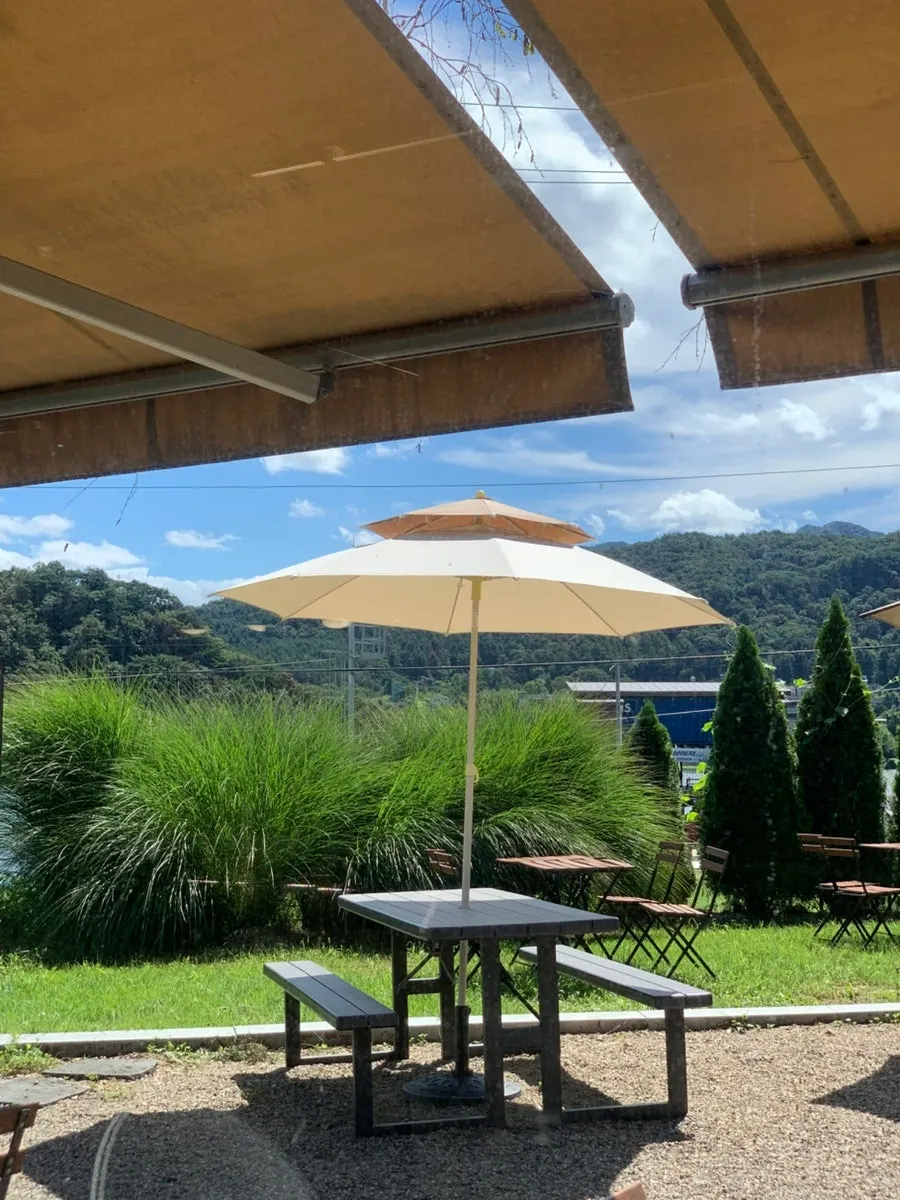 Outdoor terrace seating vibe on a cool day