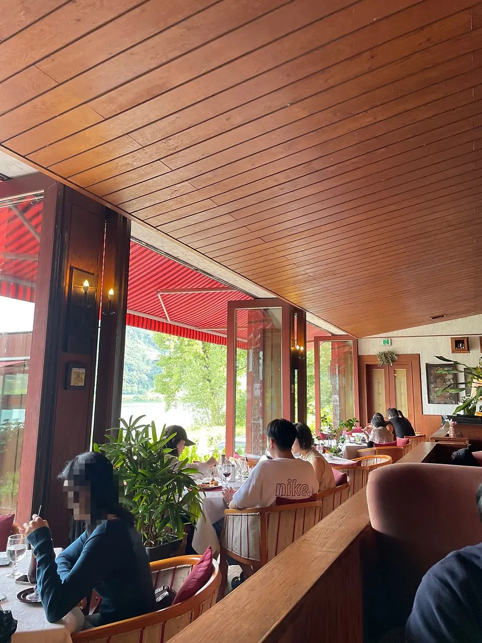 Tables and chairs in the classic café interior