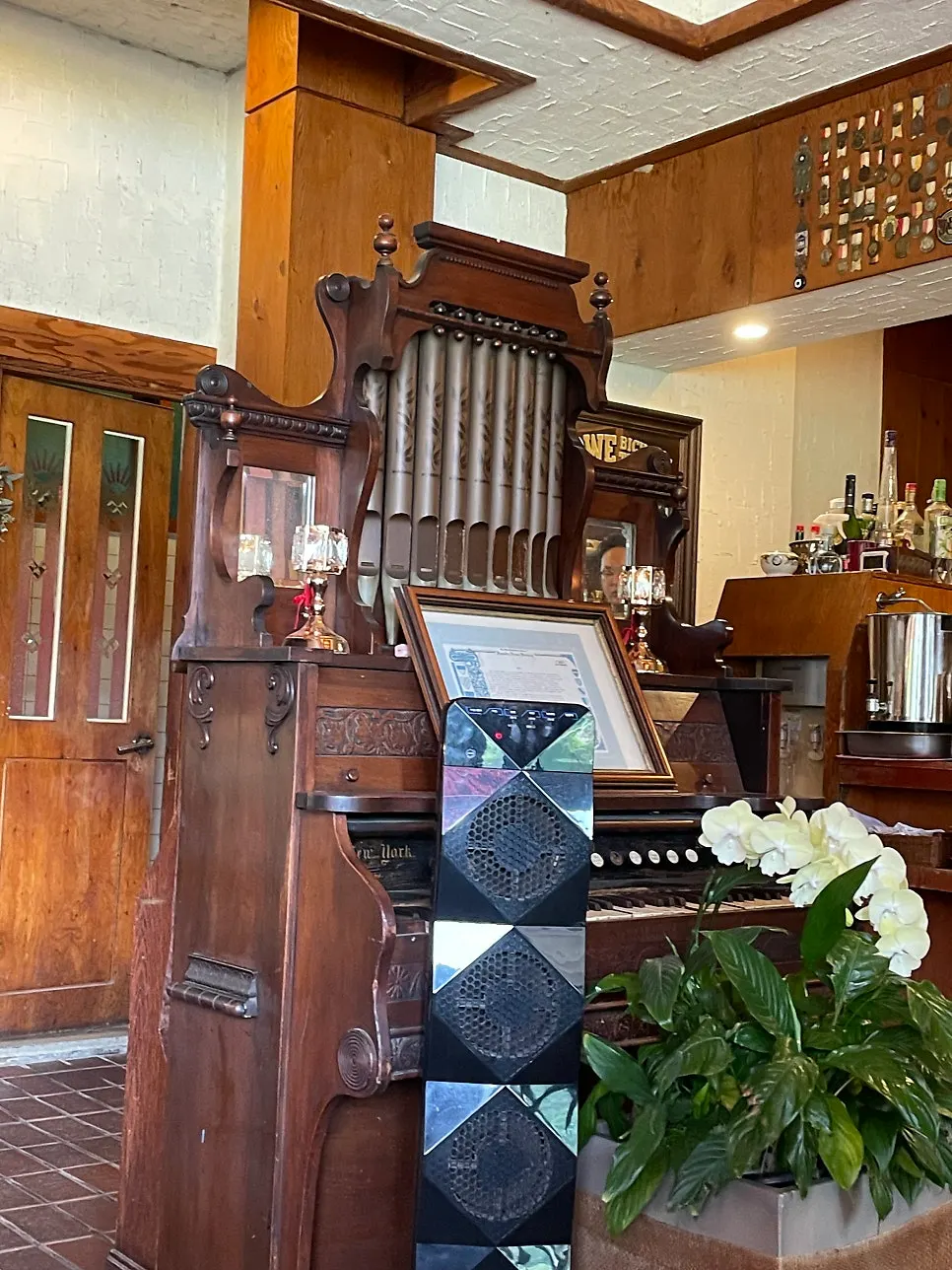 Antique organ inside the café