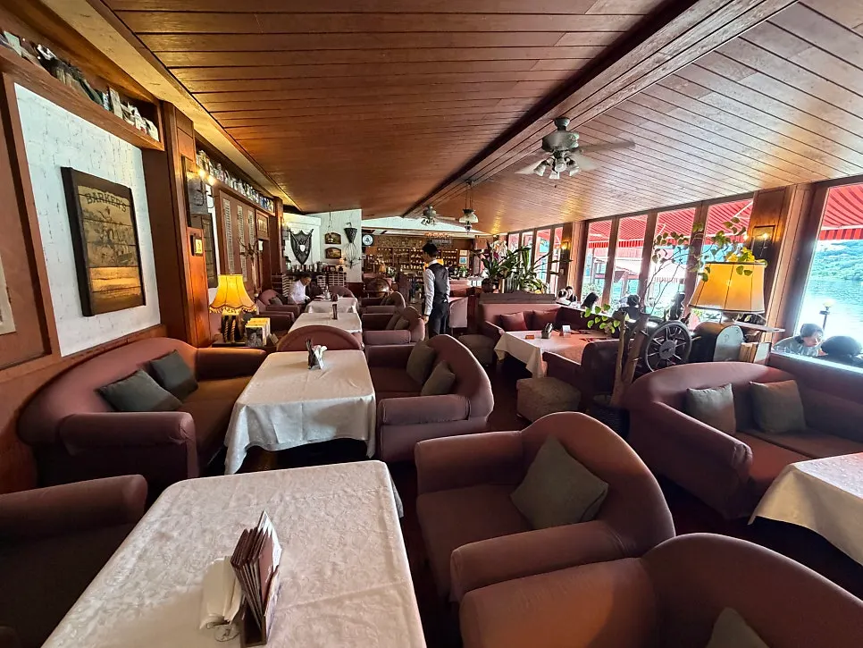 Interior of Waltz and Dr. Mahn with wooden floors and ceiling