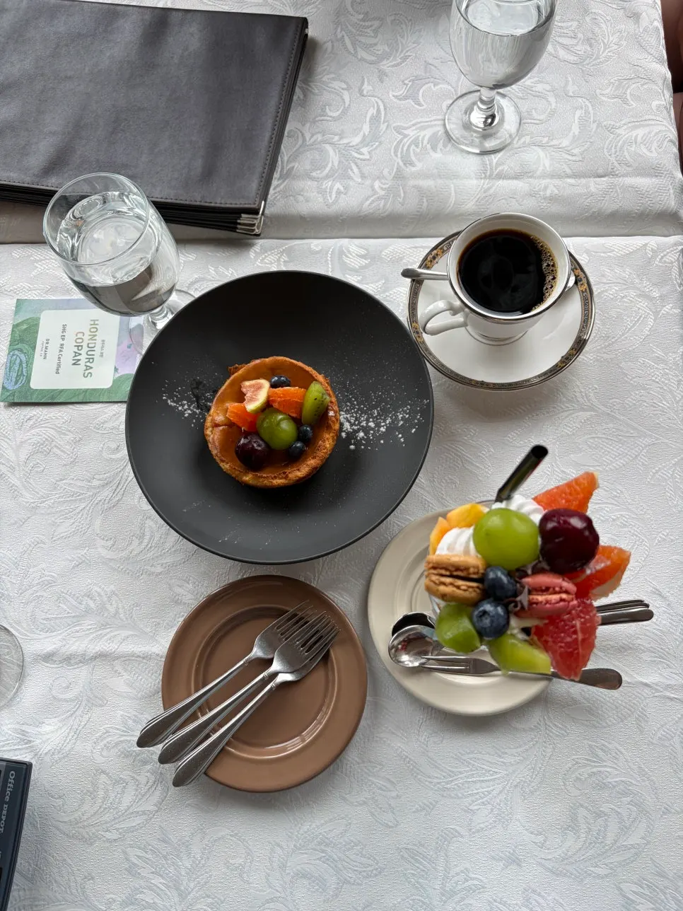 Coffee and desserts set out on a table at Waltz and Dr. Mahn