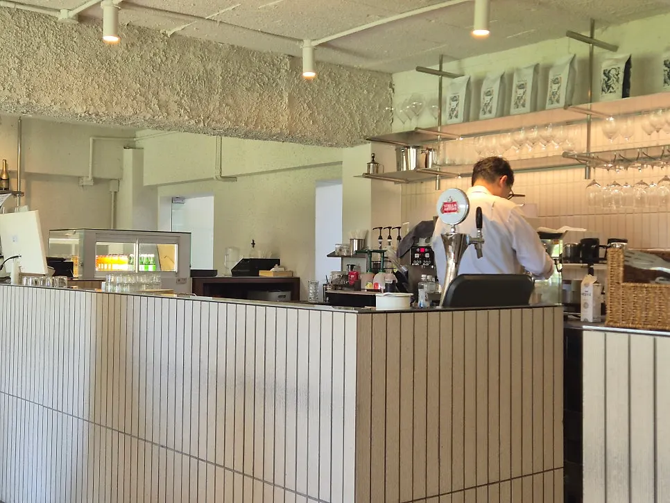 First-floor restaurant and second-floor café
