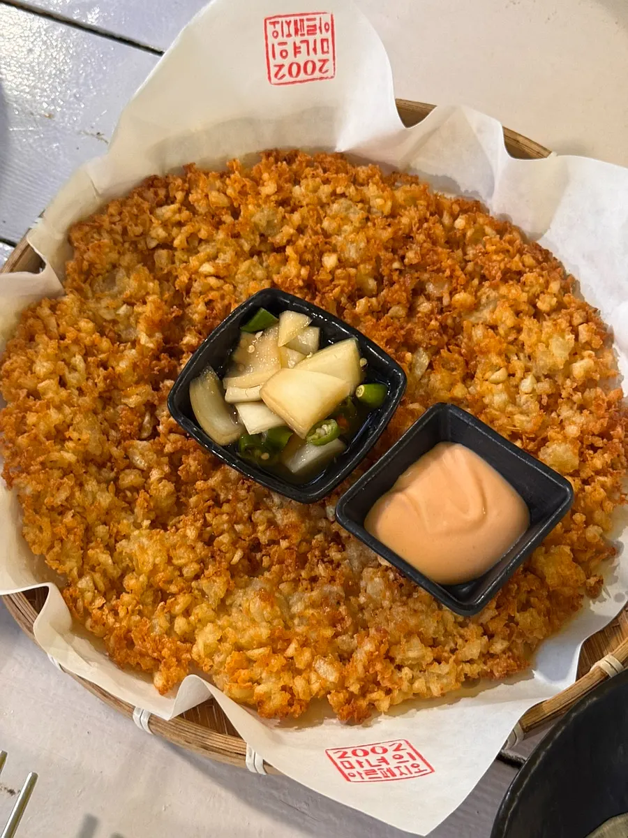 A full plate of Witch's crispy-outside chewy-inside potato pancake