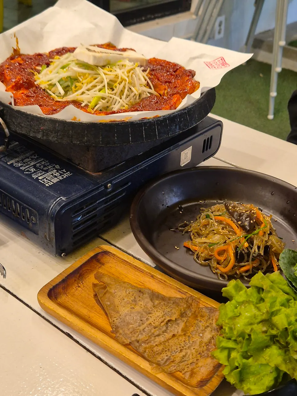 Japchae side dish, refilled multiple times