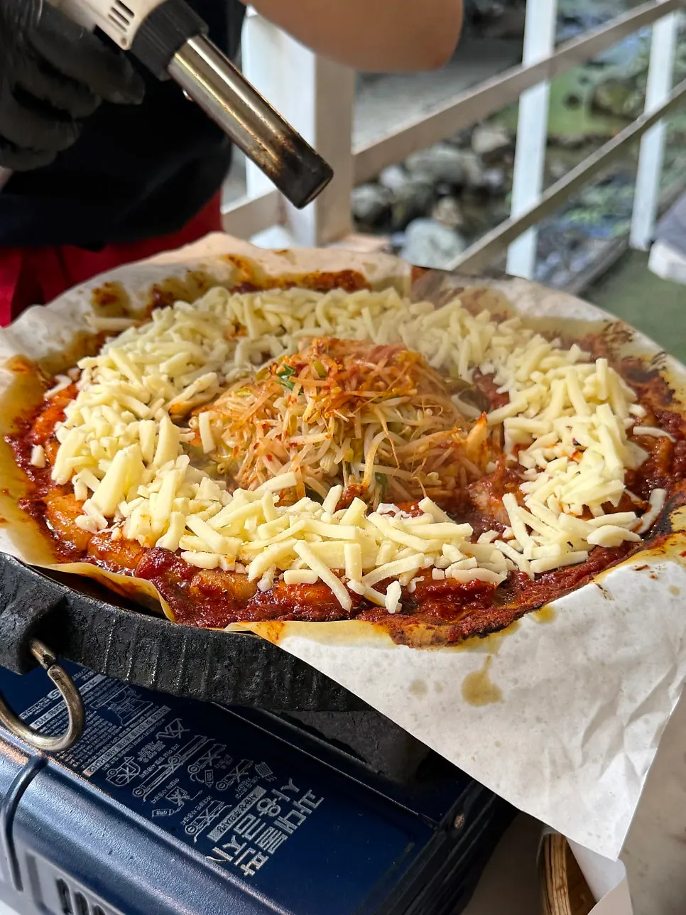 Cooked and cut tomato-sauce pork belly