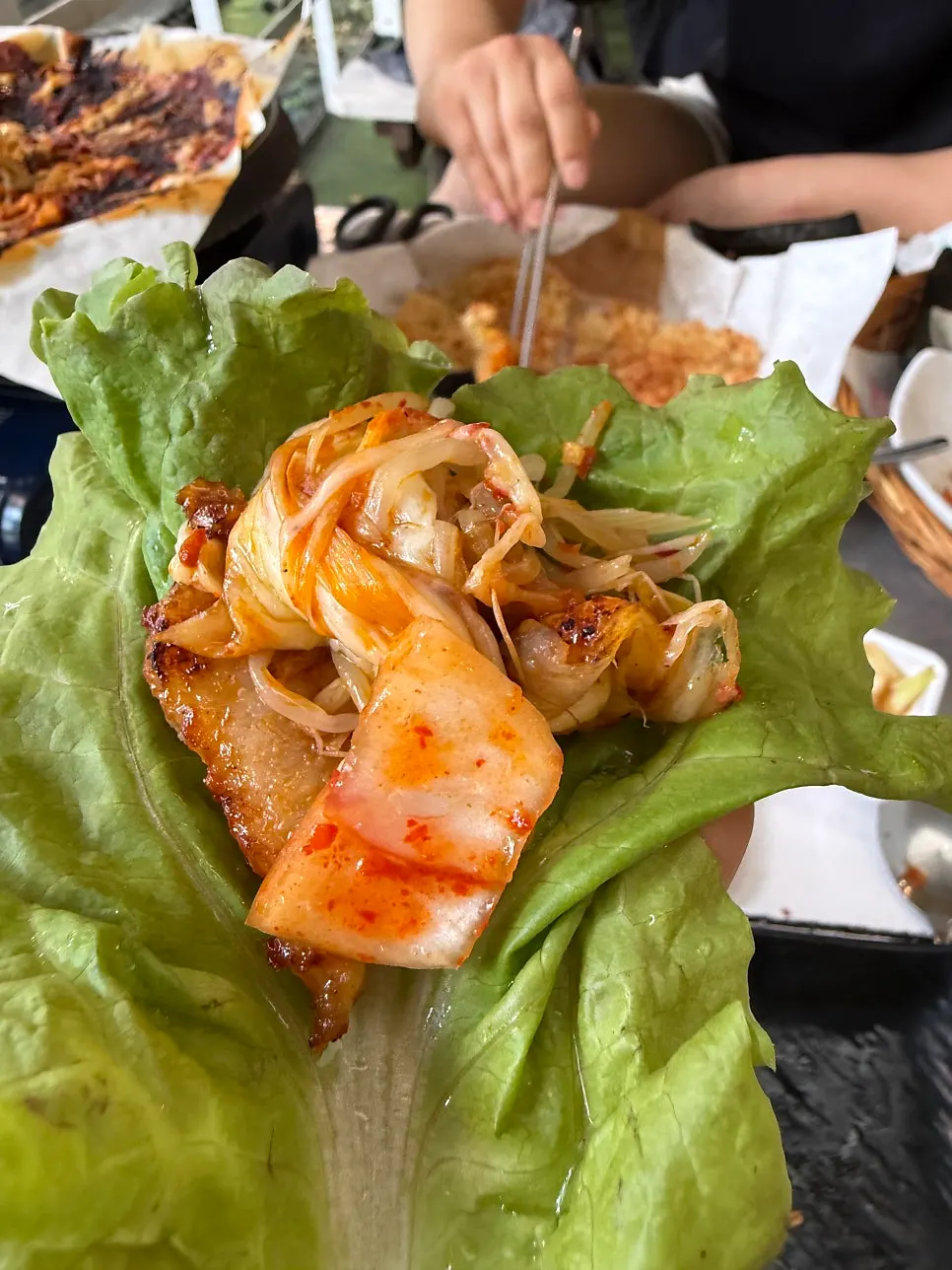 Full spread of cheese tomato-sauce pork belly