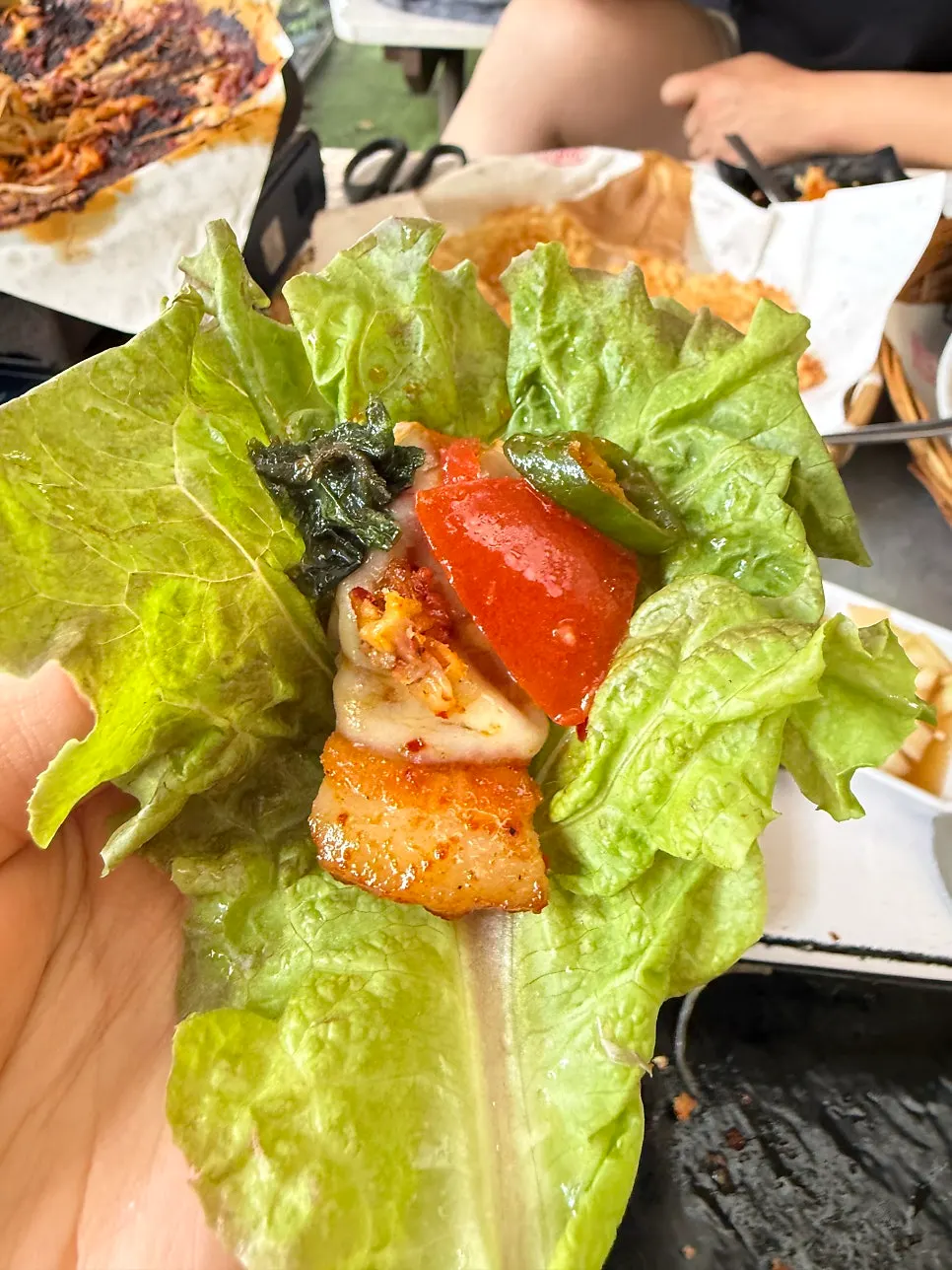 Pork belly wrap with roasted seaweed