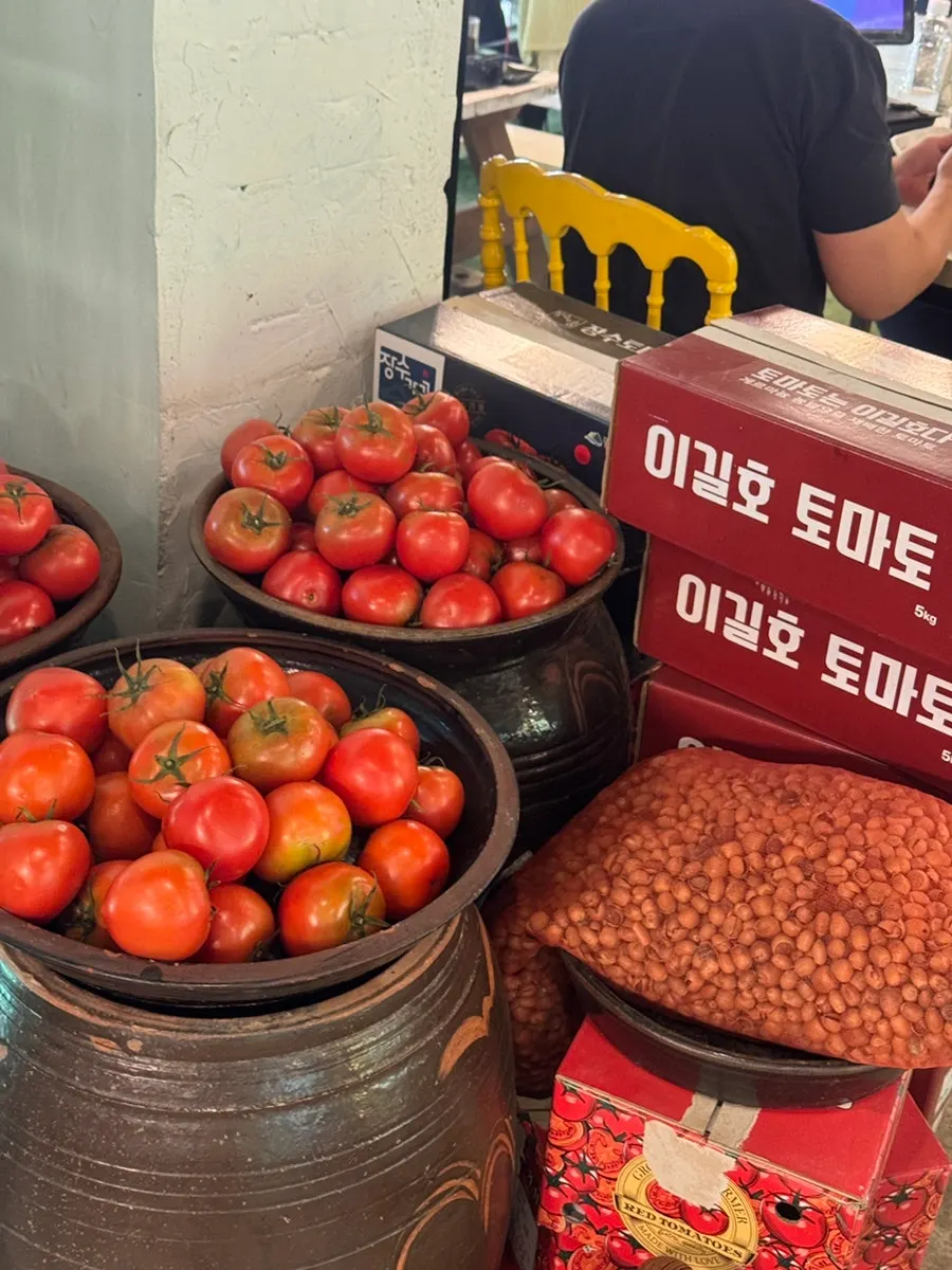 야장 자리에 자리 잡은 반려견과 좌석