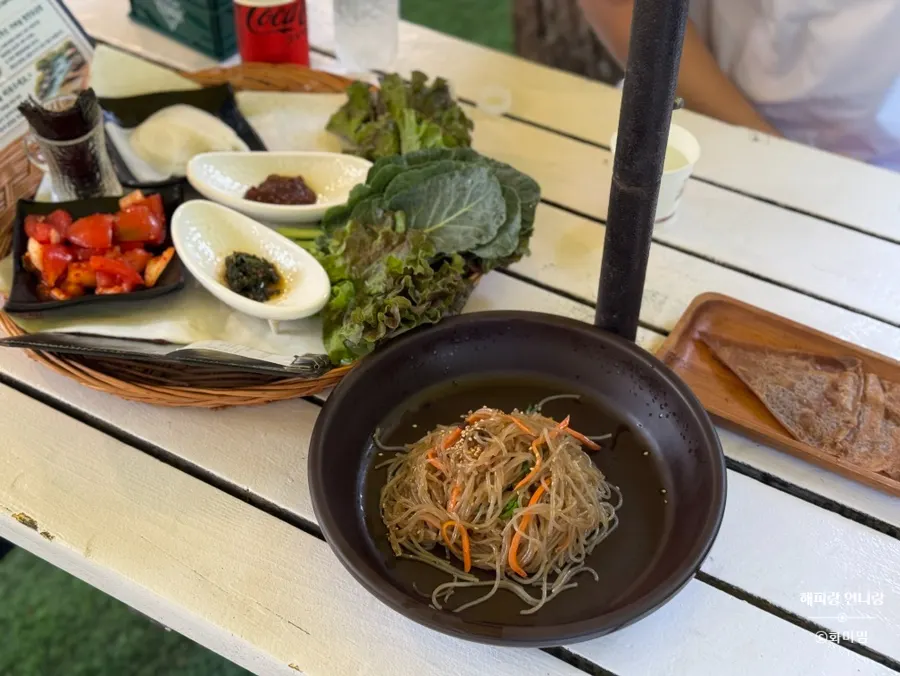 Pickled perilla leaves served as a side dish