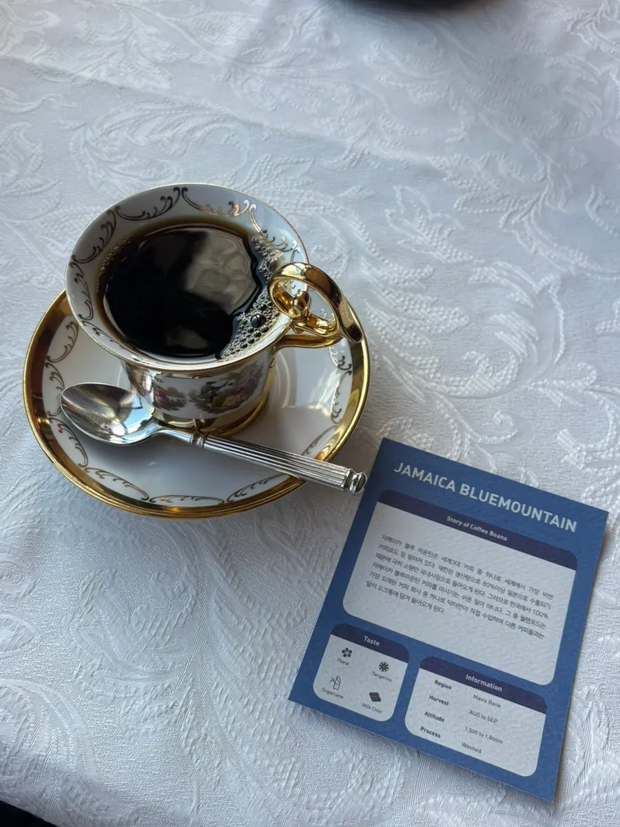 A cup of Jamaican Blue Mountain coffee