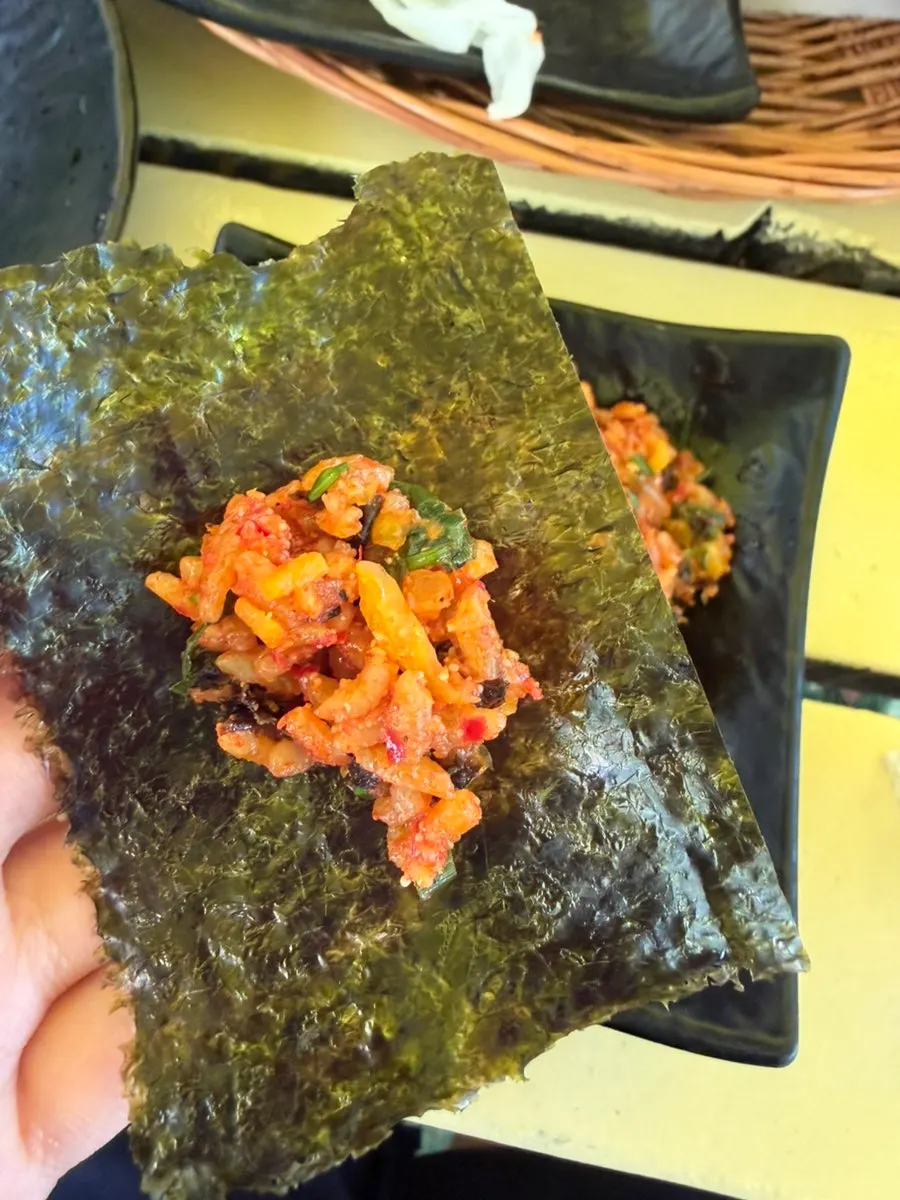 The pollock roe fried rice visual with gim mixed in