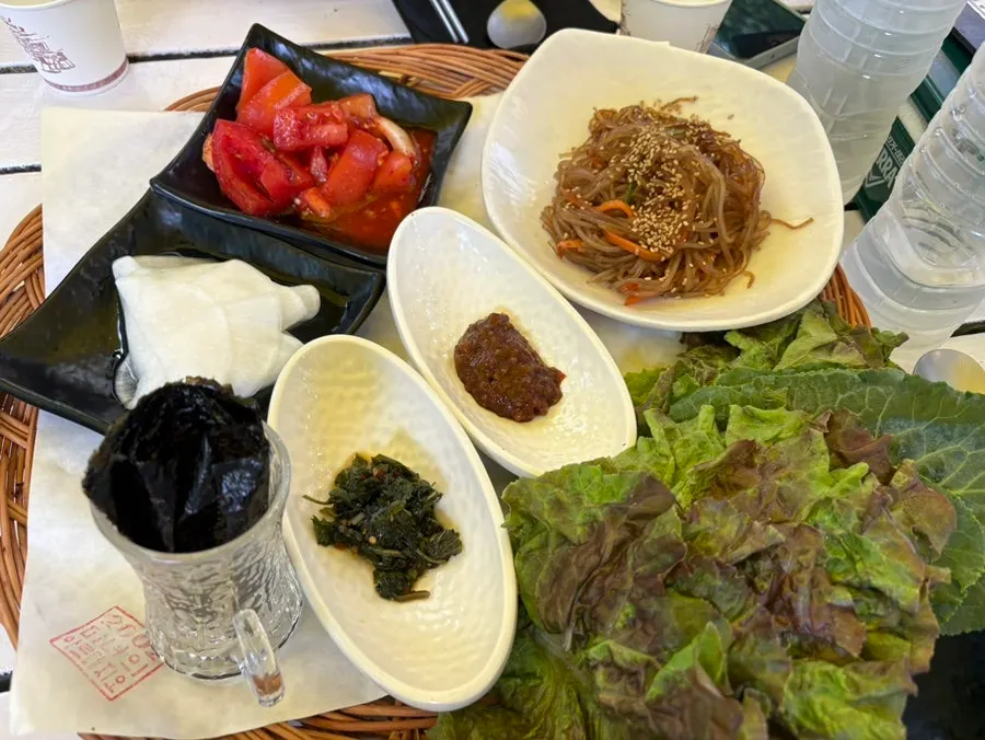 Table set with basic side dishes