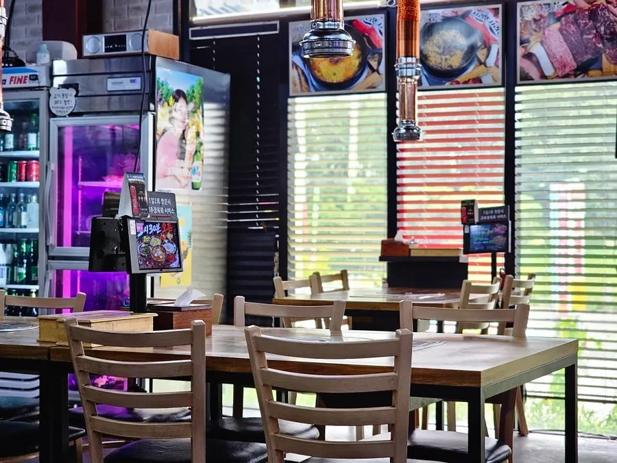Table layout inside the restaurant