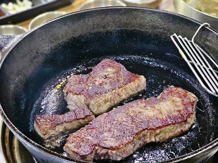 Sirloin browned nicely on the outside