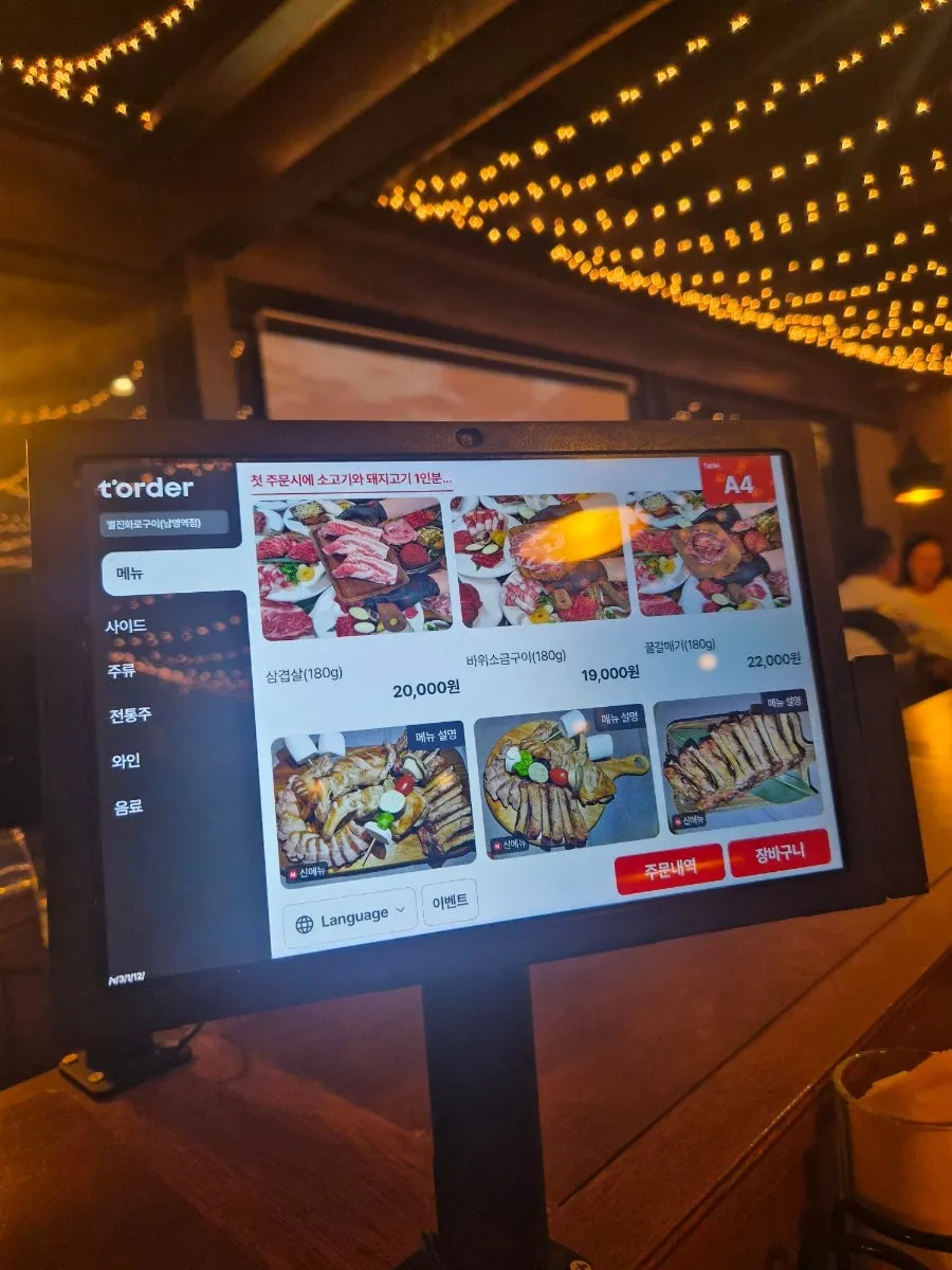 Kiosk ordering menu information