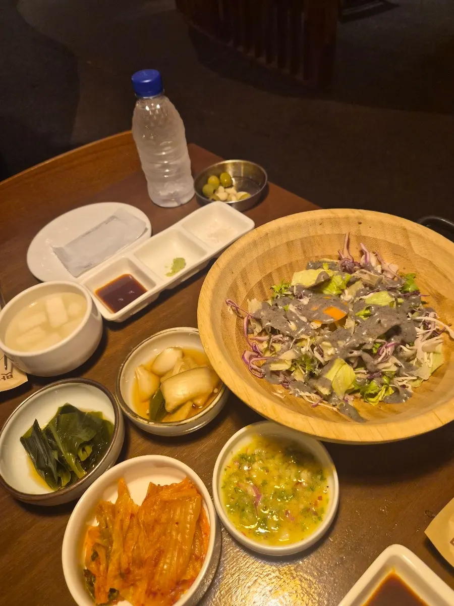 Basic table setting with sauces and side dishes