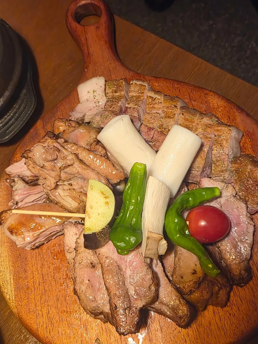 Oak-smoked, par-cooked meat