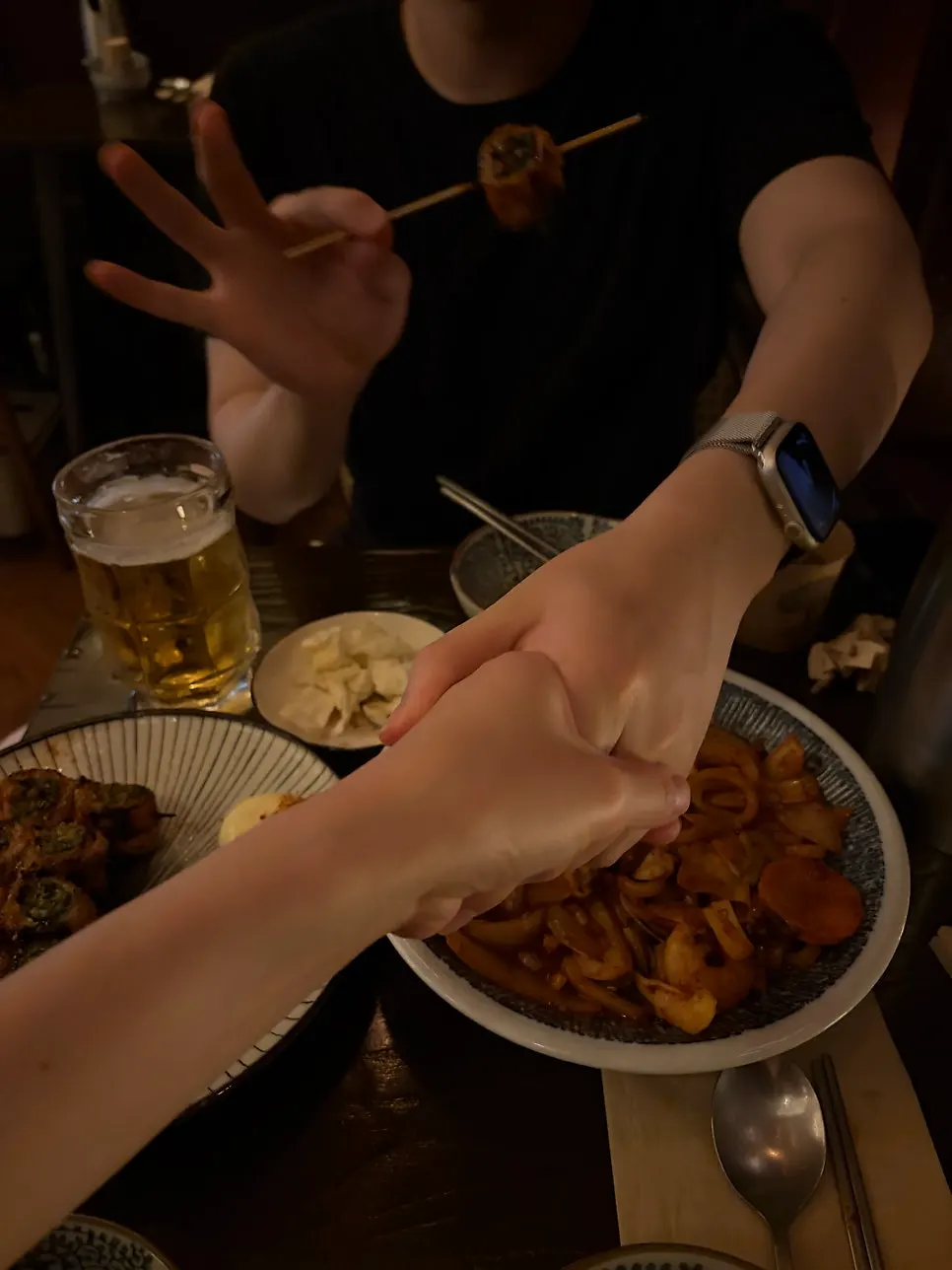Our signature pose for when the food is delicious