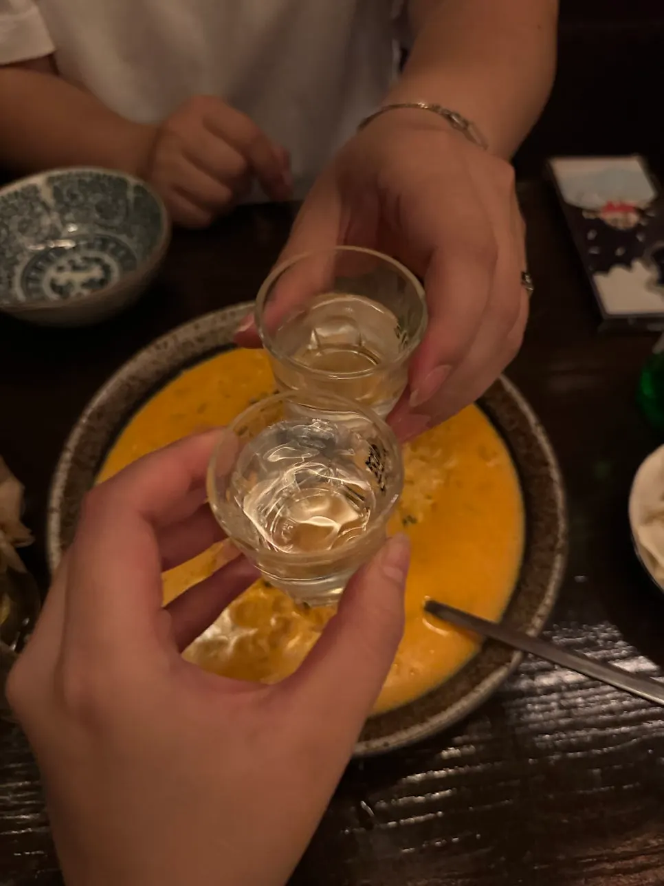 Shin ramyun risotto showing noodles cooked crispy like scorched rice