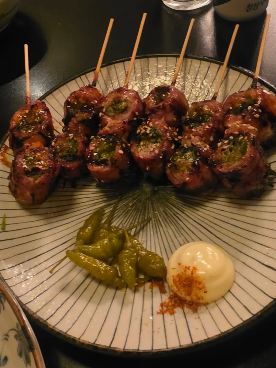 쪽파를 감은 삼겹쪽파꼬치