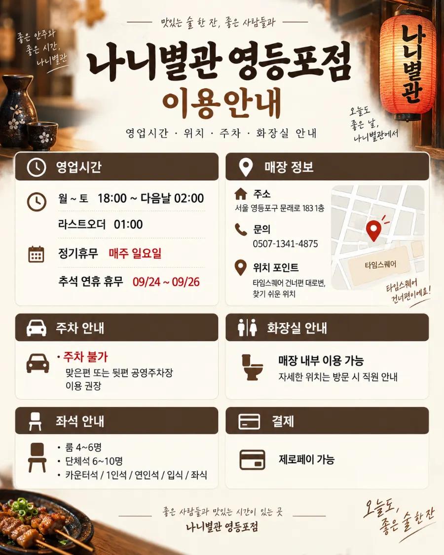 타임스퀘어 건너편 나니별관 영등포점 간판