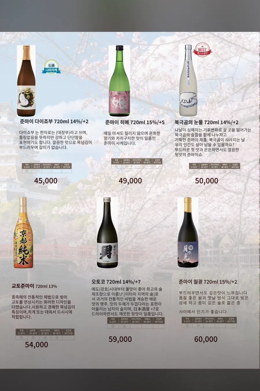 주류 및 하이볼 메뉴 페이지
