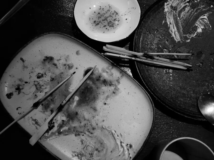 Empty plates after finishing all the food